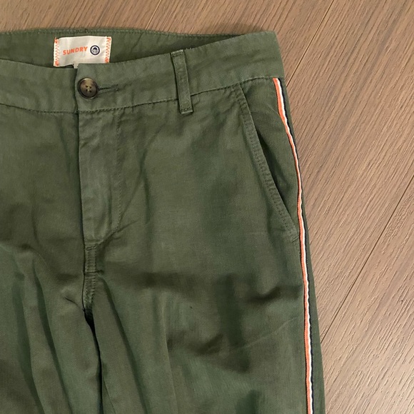 Sundry army green joggers with button and pinstripe - Picture 2 of 3